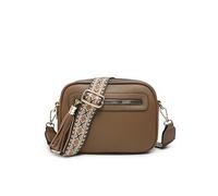 JFY Tassel Two Zipped Sections Canvas Strap Cross Body Bag (Khaki)
