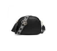 Jfy Tassels Three Zipped Sections Canvas Strap Cross Body Bag In Black Black One Size