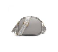 Jfy Tassels Three Zipped Sections Canvas Strap Cross Body Bag In Grey Grey