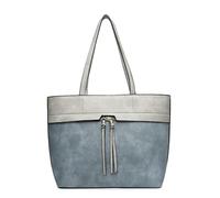 JFY Tassels Top Zip Closure Tote Bag (Blue)