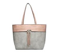 JFY Tassels Top Zip Closure Tote Bag (Grey)