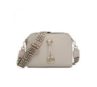 Jfy Three Zipped Sections Canvas Strap Cross Body Bag In Beige Beige One Size