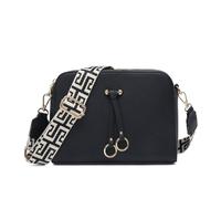 Jfy Three Zipped Sections Canvas Strap Cross Body Bag In Black Black