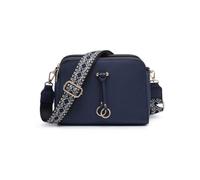 Jfy Three Zipped Sections Canvas Strap Cross Body Bag In Dark Blue Dark Blue