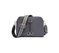 Jfy Three Zipped Sections Canvas Strap Cross Body Bag In Dark Grey Dark Grey