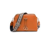 Jfy Three Zipped Sections Canvas Strap Cross Body Bag In Light Brown Light Brown