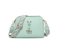 Jfy Three Zipped Sections Canvas Strap Cross Body Bag In Light Green Light Green