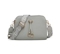 Jfy Three Zipped Sections Canvas Strap Cross Body Bag In Light Grey Light Grey