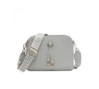 Jfy Three Zipped Sections Canvas Strap Cross Body Bag In Light Grey Light Grey One Size