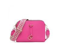 Jfy Three Zipped Sections Canvas Strap Cross Body Bag In Magenta Magenta One Size