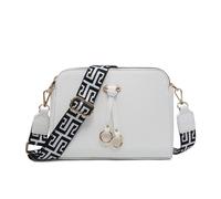 Jfy Three Zipped Sections Canvas Strap Cross Body Bag In White White