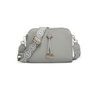 JFY Three Zipped Sections Canvas Strap Cross Body Bag (Light Grey)