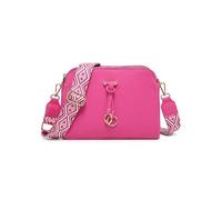 JFY Three Zipped Sections Canvas Strap Cross Body Bag (Magenta)