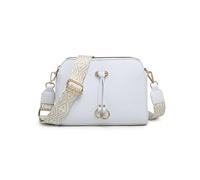 JFY Three Zipped Sections Canvas Strap Cross Body Bag (White)