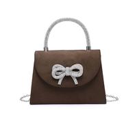 Jfy Tie Diamante Embedded Top Handle Suede Clutch Bag In Brown Brown One Size