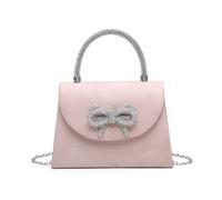 Jfy Tie Diamante Embedded Top Handle Suede Clutch Bag In Light Pink Light Pink One Size