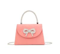 Jfy Tie Diamante Embedded Top Handle Suede Clutch Bag In Pink Pink