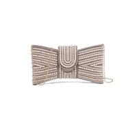 JFY Tie Shape Flap Zip Top Double Side Diamante Clutch Bag