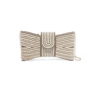 Jfy Tie Shape Flap Zip Top Double Side Diamante Clutch Bag In Gold Gold