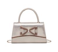 Jfy Tie Trapezoid Shape Top Handle Glitter Clutch Bag In Gold Gold