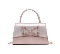 Jfy Tie Trapezoid Shape Top Handle Glitter Clutch Bag In Rose Gold Rose Gold