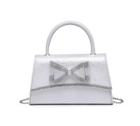 Jfy Tie Trapezoid Shape Top Handle Glitter Clutch Bag In Silver Silver
