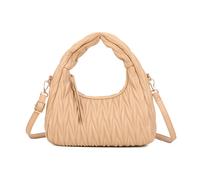 Jfy Top Handle Hobo Grab Bag With Quilted Chevron Pattern Grab Bag In Khaki Khaki