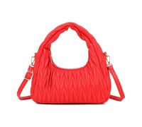Jfy Top Handle Hobo Grab Bag With Quilted Chevron Pattern Grab Bag In Red Red