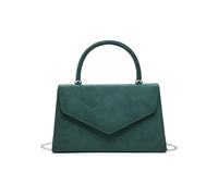 JFY Top Handle Suede Clutch Bag (Dark Green)
