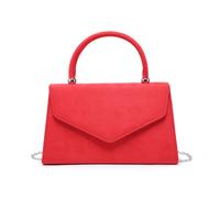 Jfy Top Handle Suede Clutch Bag In Red Red