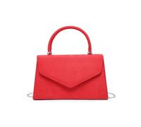 JFY Top Handle Suede Clutch Bag (Red)