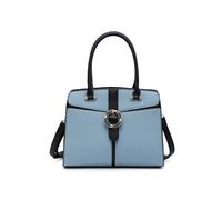 JFY Top Zip Buckle Colour Block Tote Bag (Blue)