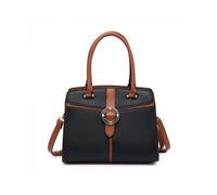Jfy Top Zip Buckle Colour Block Tote Bag In Black Black One Size