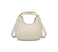 JFY Top Zip Closure Metal Handle Grab Bag (Beige)