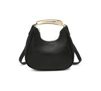 Jfy Top Zip Closure Metal Handle Grab Bag In Black Black