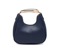 Jfy Top Zip Closure Metal Handle Grab Bag In Dark Blue Dark Blue One Size