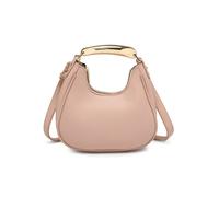 Jfy Top Zip Closure Metal Handle Grab Bag In Pink Pink