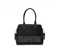 Jfy Top Zip Studs Glitter Tote Bag In Black Black