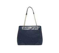 JFY Top Zipped Diamond Pattern Tote Bag (Dark Blue)