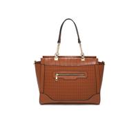 Jfy Top Zipped Diamond Pattern Tote Bag In Brown Brown One Size