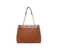Jfy Top Zipped Diamond Pattern Tote Bag In Brown Brown One Size