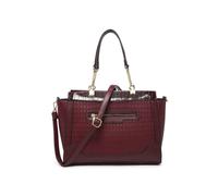 Jfy Top Zipped Diamond Pattern Tote Bag In Wine Wine One Size