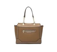 JFY Top Zipped Diamond Pattern Tote Bag (Khaki)