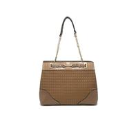 JFY Top Zipped Diamond Pattern Tote Bag (Khaki)