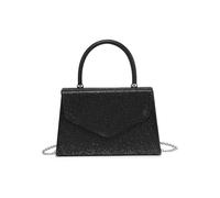 JFY Trapeze Shape Top Handle Single Side Diamante Clutch Bag (Black)