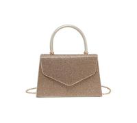 JFY Trapeze Shape Top Handle Single Side Diamante Clutch Bag (Gold)
