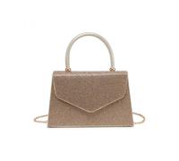 Jfy Trapeze Shape Top Handle Single Side Diamante Clutch Bag In Gold Gold