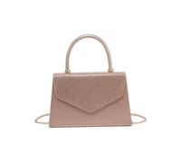 JFY Trapeze Shape Top Handle Single Side Diamante Clutch Bag (Rose Gold)