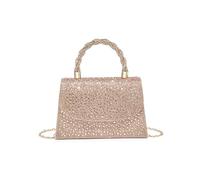 JFY Trapezoid Shape Flap Twist Handle Single Side Diamante Bag (Champagne)