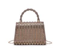 Jfy Trapezoid Shape Flap Twist Top Handle Double Side Diamante Bag In Gold Gold One Size